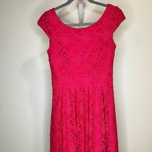 Pink Dress with Lace Detail - Adrianna Papell - Size 4